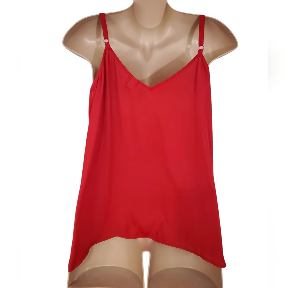 Torrid Georgette Diagonal Ruffle Front Cami Adjustable Straps Pre-Owned Sz 4 Red - Picture 7 of 13